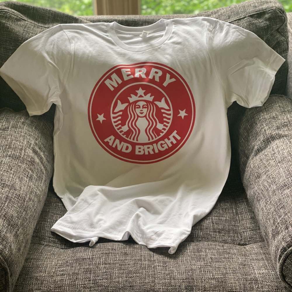 Merry & bright Starbucks shirt unisex nwts gift